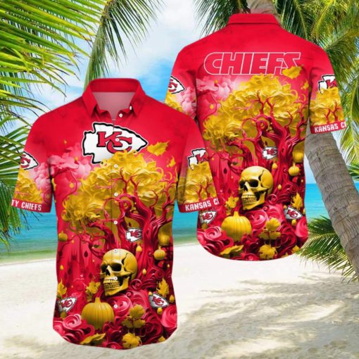 NFL Kansas City Chiefs Halloween Skull Pumpkin Hawaiian Shirt