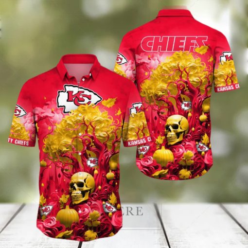 NFL Kansas City Chiefs Halloween Skull Pumpkin Hawaiian Shirt