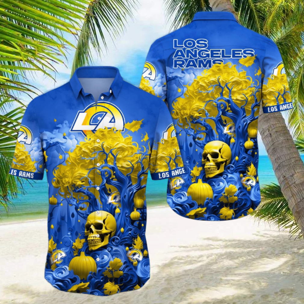 NFL Los Angeles Rams Halloween Skull Pumpkin Hawaiian Shirt NFL Los Angeles Rams Halloween Skull Pumpkin Hawaiian Shirt