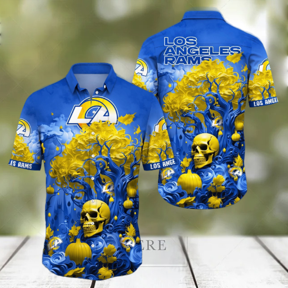 NFL Los Angeles Rams Halloween Skull Pumpkin Hawaiian Shirt NFL Los Angeles Rams Halloween Skull Pumpkin Hawaiian Shirt
