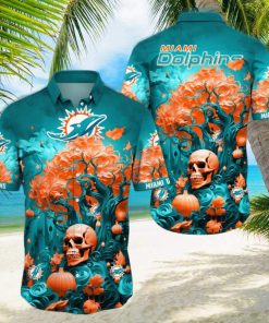 NFL Miami Dolphins Halloween Skull Pumpkin Hawaiian Shirt