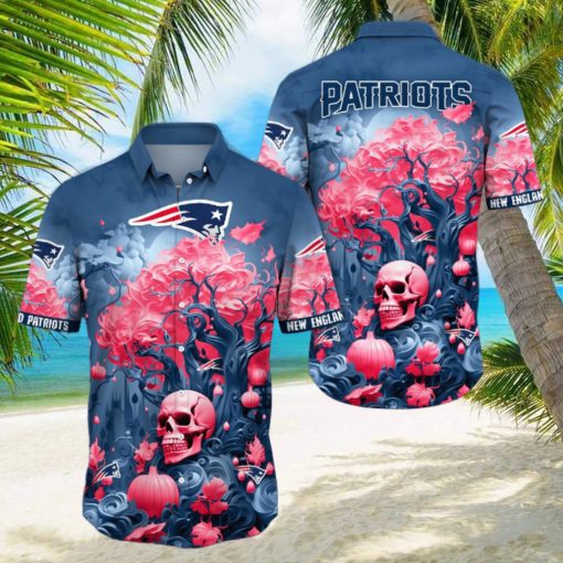 NFL New England Patriots Halloween Skull Pumpkin Hawaiian Shirt