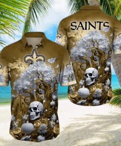 NFL New Orleans Saints Halloween Skull Pumpkin Hawaiian Shirt