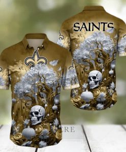 NFL New Orleans Saints Halloween Skull Pumpkin Hawaiian Shirt
