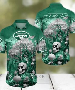 NFL New York Jets Halloween Skull Pumpkin Hawaiian Shirt