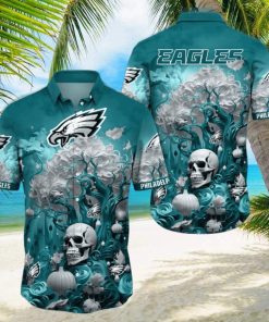 NFL Philadelphia Eagles Halloween Skull Pumpkin Hawaiian Shirt