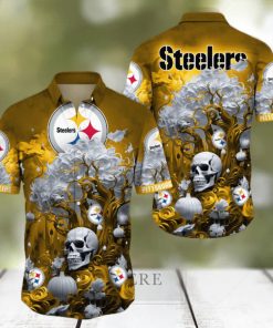 NFL Pittsburgh Steelers Halloween Skull Pumpkin Hawaiian Shirt