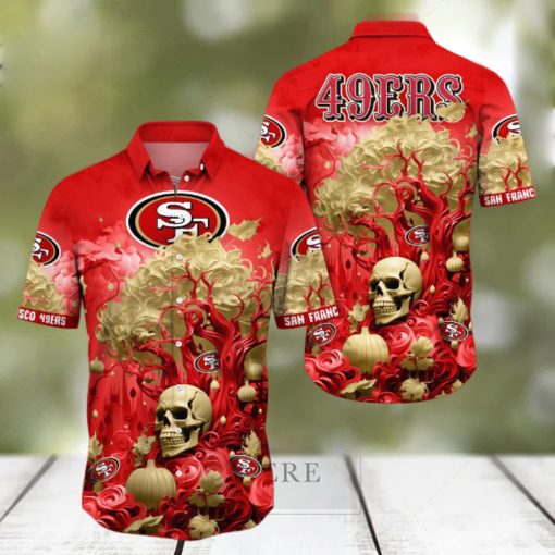 NFL San Francisco 49ers Halloween Skull Pumpkin Hawaiian Shirt