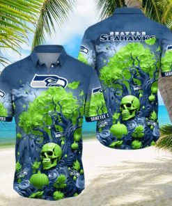 NFL Seattle seahawks Halloween Skull Pumpkin Hawaiian Shirt