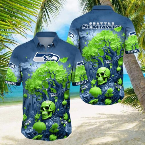 NFL Seattle seahawks Halloween Skull Pumpkin Hawaiian Shirt