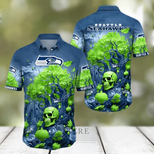 NFL Seattle seahawks Halloween Skull Pumpkin Hawaiian Shirt