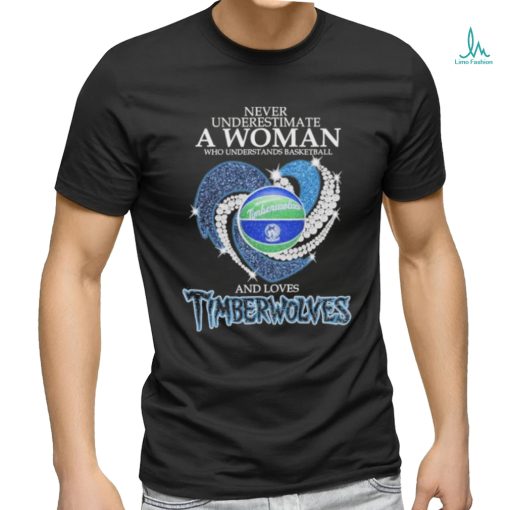 Never Underestimate A Woman Who Understands Basketball And Loves Minnesota Timberwolves Diamonds 2024 Shirt