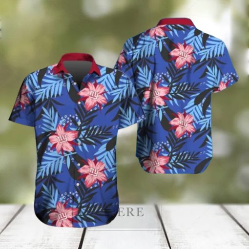 New York Giants Hawaiian Tracksuit Floral Outfits Button Down Shirt Beach Shorts