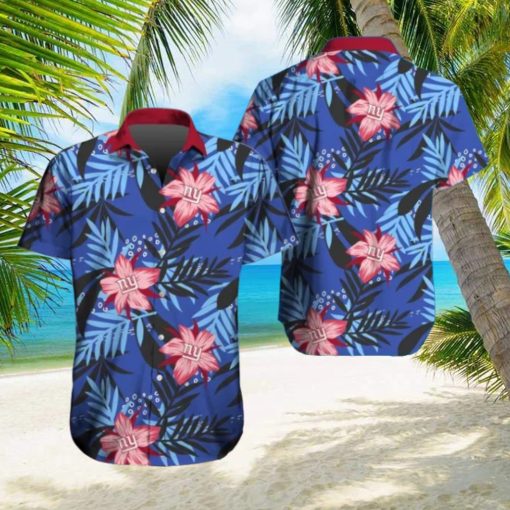 New York Giants Hawaiian Tracksuit Floral Outfits Button Down Shirt Beach Shorts