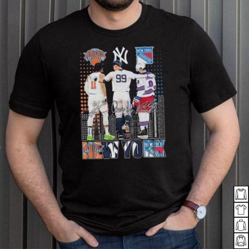 New York Knicks x New York Yankees x New York Rangers Signatures Shirt