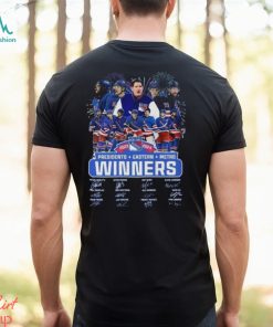 New York Rangers 2023 2024 Presidents + Eastern + Metro Winners Signatures Shirt