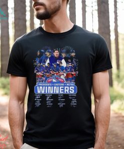 New York Rangers 2023 2024 Presidents + Eastern + Metro Winners Signatures Shirt