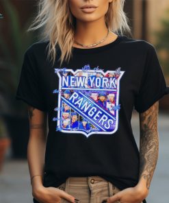 New York Rangers logo team player signatures shirt