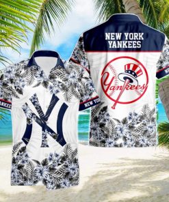 New York Yankees Hibiscus Plumeria Flower 3D Printed Hawaiian Shirt