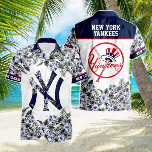 New York Yankees Hibiscus Plumeria Flower 3D Printed Hawaiian Shirt