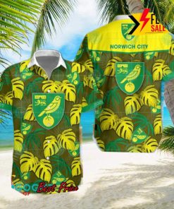 Norwich City FC Big Logo Tropical Leaves Hawaiian Shirt And Shorts