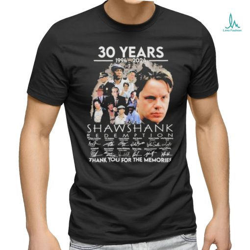 Official 30 Years 1994 2024 Shawshank Redemption Thank You For The Memories Signatures Shirt