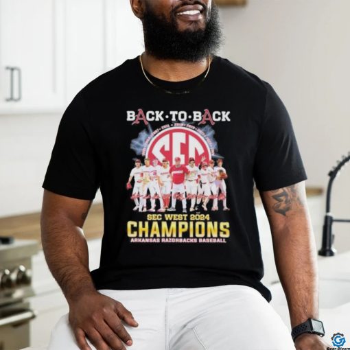 Official Arkansas Razorbacks Back To Back SEC West Baseball Champions 2024 Signatures Shirt