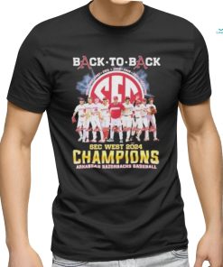 Official Arkansas Razorbacks Back To Back SEC West Baseball Champions 2024 Signatures Shirt