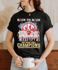 Official Arkansas Razorbacks Back To Back SEC West Baseball Champions 2024 Signatures Shirt