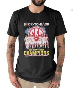 Official Arkansas Razorbacks Back To Back SEC West Baseball Champions 2024 Signatures Shirt