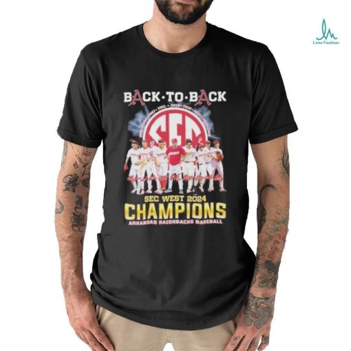 Official Arkansas Razorbacks Back To Back SEC West Baseball Champions 2024 Signatures Shirt