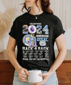 Official Champions 2024 Manchester City F.C. Back 4 Back Thank You For The Memories T Shirt