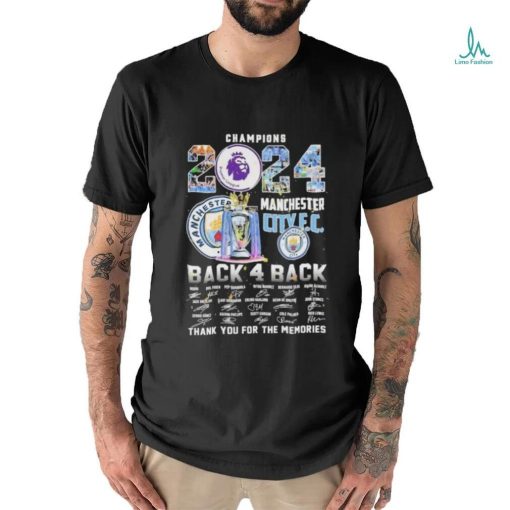 Official Champions 2024 Manchester City F.C. Back 4 Back Thank You For The Memories T Shirt