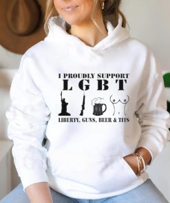 Official I Proudly Support LGBT Liberty Guns Beer Tits Shirt