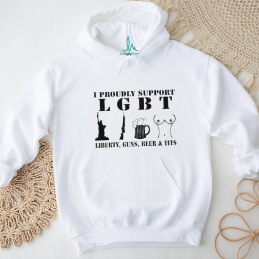 Official I Proudly Support LGBT Liberty Guns Beer Tits Shirt