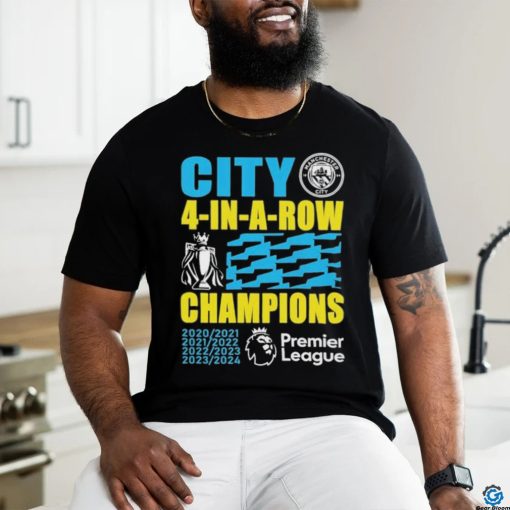 Official Manchester City 2024 Premier League Champions Four Years In A Row Unisex T Shirt