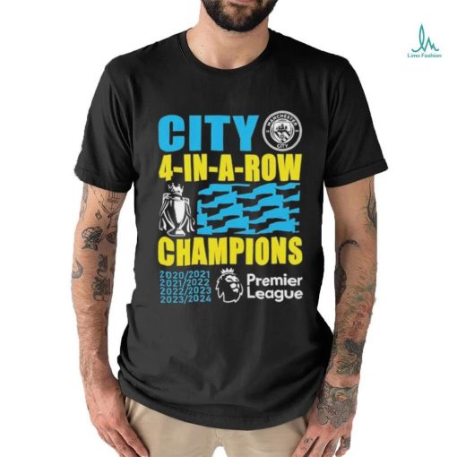 Official Manchester City 2024 Premier League Champions Four Years In A Row Unisex T Shirt