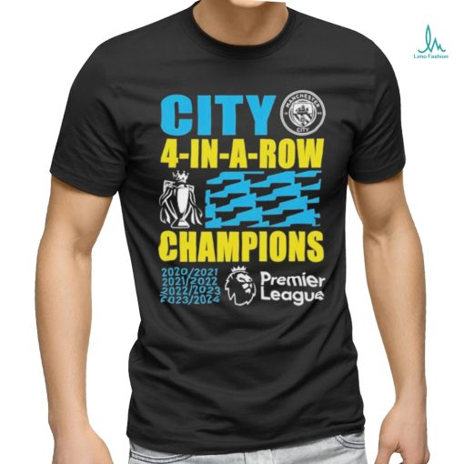 Official Manchester City 2024 Premier League Champions Four Years In A Row Unisex T Shirt