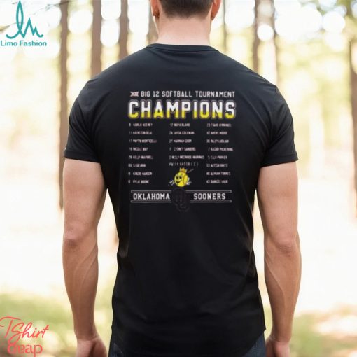 Official Oklahoma Sooners 2024 Big 12 Softball Tournament Champions Player Names Two Sides Print Classic T Shirt