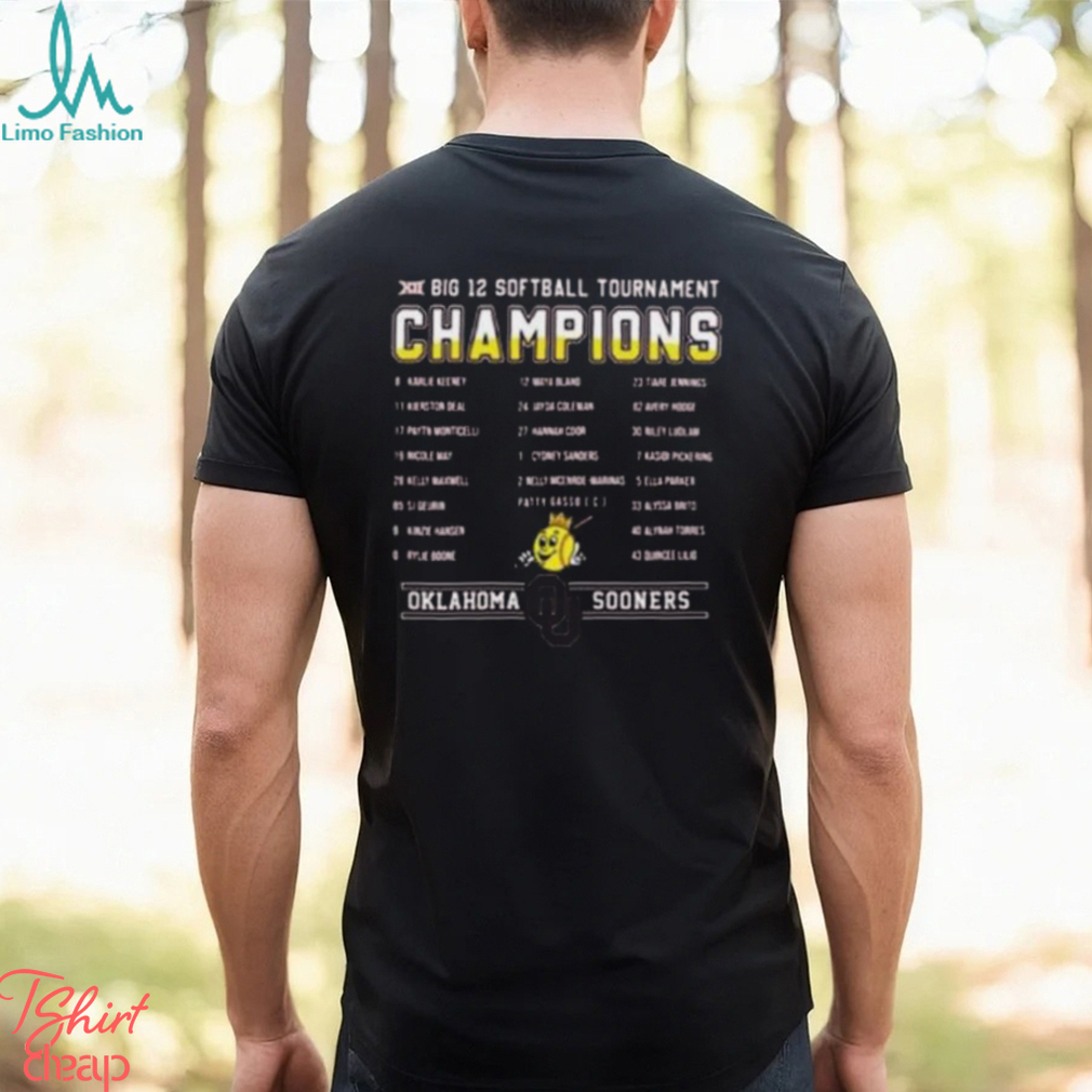 Official Oklahoma Sooners 2024 Big 12 Softball Tournament Champions Player Names Two Sides Print Classic T Shirt Official Oklahoma Sooners 2024 Big 12 Softball Tournament Champions Player Names Two Sides Print Classic T Shirt
