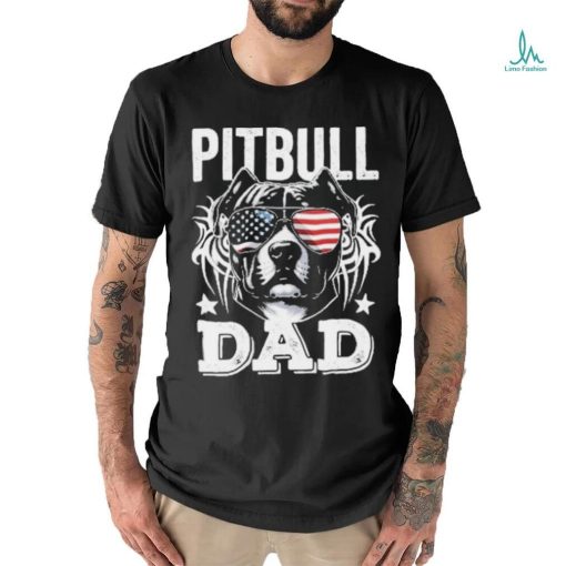 Official Pitbull Dad USA Flag T Shirt