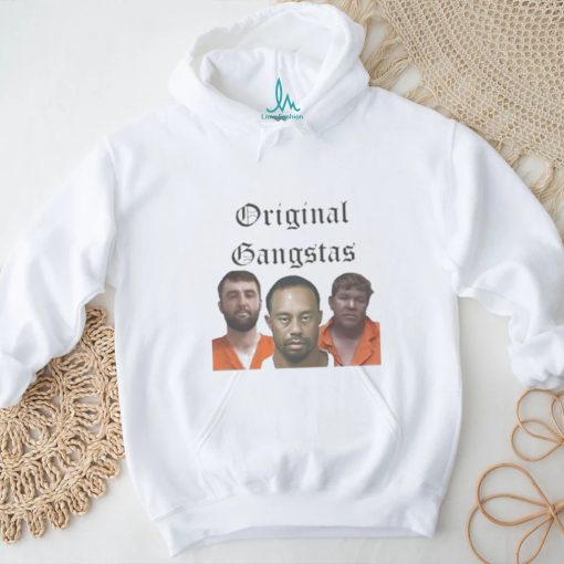 Official Scottie Scheffler, Tiger Woods, & John Daly Original Gangstas Mugshot T Shirt