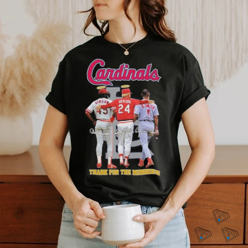 Official St Louis Cardinals Gibson Herzog And O. Smith Thank You For The Memories Signatures Shirt Official St Louis Cardinals Gibson Herzog And O. Smith Thank You For The Memories Signatures Shirt