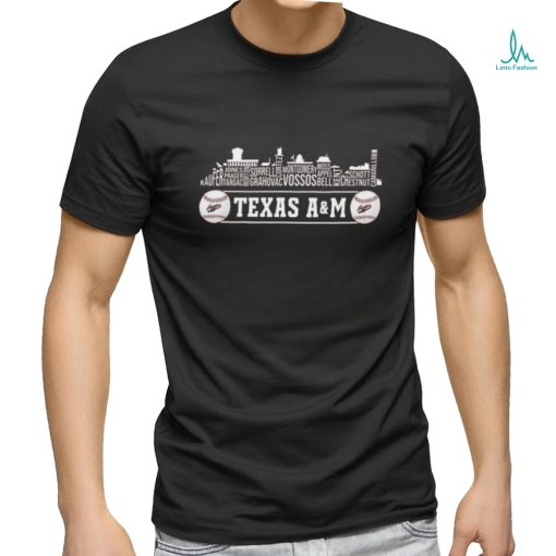 Official Texas A&M Aggies Baseball Team Players Name 2024 Skyline T Shirt