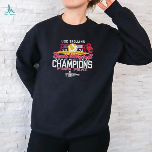 Official USC Trojans Women’s Beach Volleyball 2024 National Champs Four Peat Black shirt