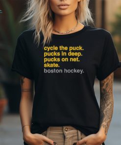 Official hockey Checklist Cycle The Puck Pucks In Deep Pucks On Net Skate Boston Hockey Shirt