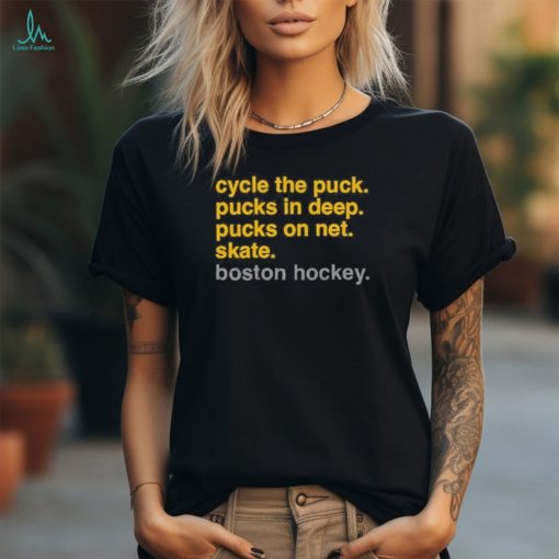 Official hockey Checklist Cycle The Puck Pucks In Deep Pucks On Net Skate Boston Hockey Shirt