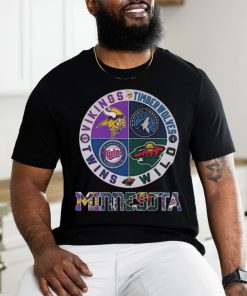 Official minnesota Sports City Vikings Timberwolves Twins Wild Logo 2024 Shirt