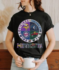 Official minnesota Sports City Vikings Timberwolves Twins Wild Logo 2024 Shirt