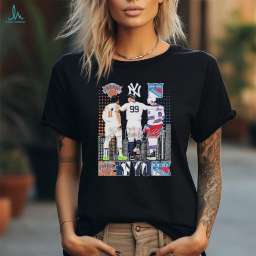 Official new York Knicks Jalen Brunson NY Yankees Aaron Judge NY Rangers Walt Tkaczuk T Shirt